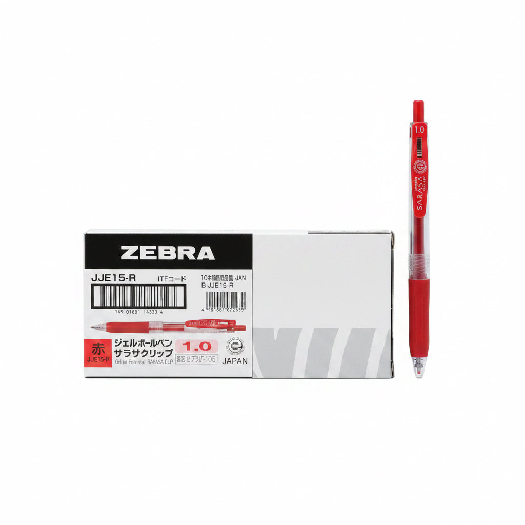 Zebra Sarasa Clip 1.0 Gel Rollerball Red x10 / زيبرا ساراسا كليب 1.0 قلم جل أحمر 10 قطع