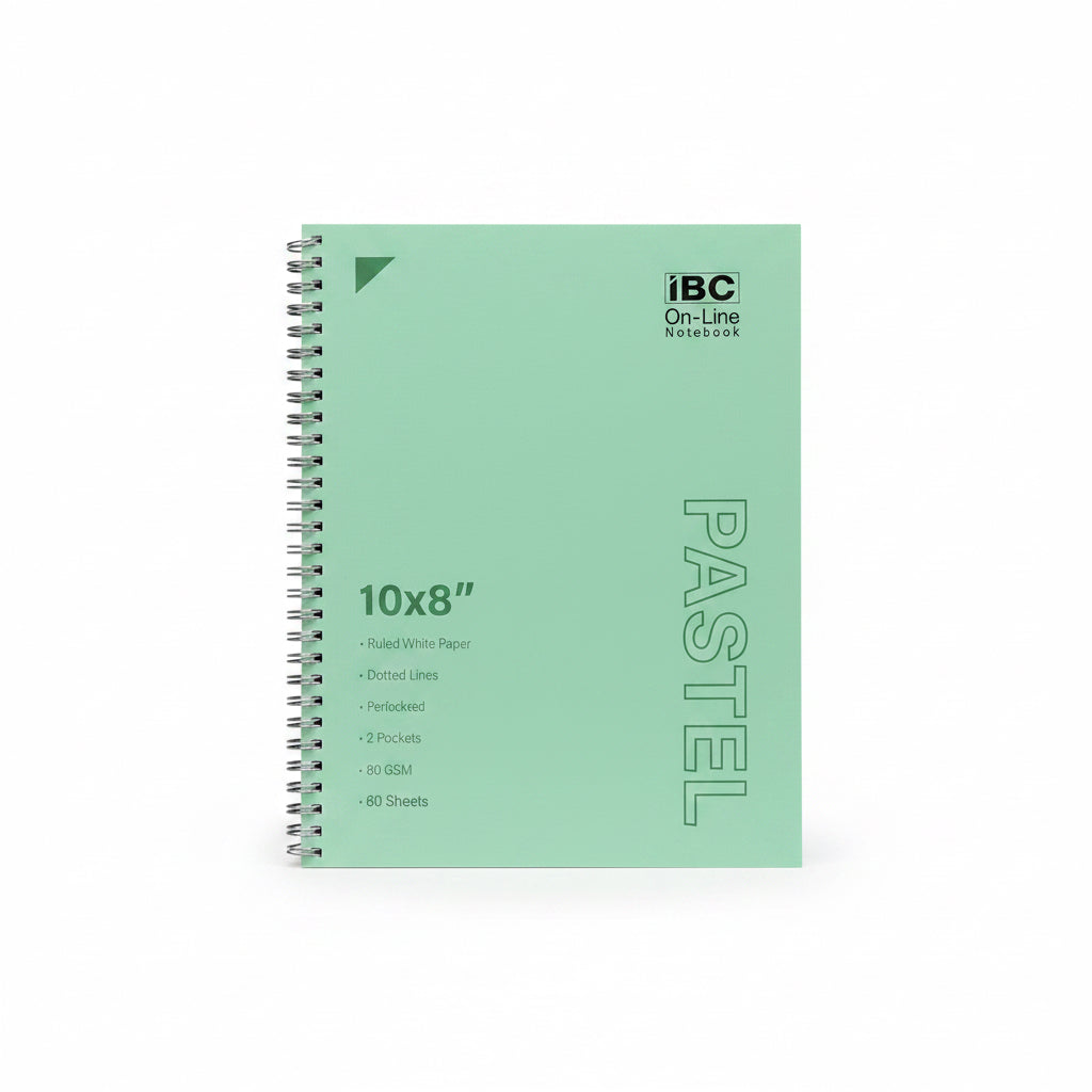IBC Pastel 10x8" NoteBook – Mint Green 80 sheets / دفتر IBC باستيل ‎10×8‎ بوصة – أخضر نعناعي 80 ورقة