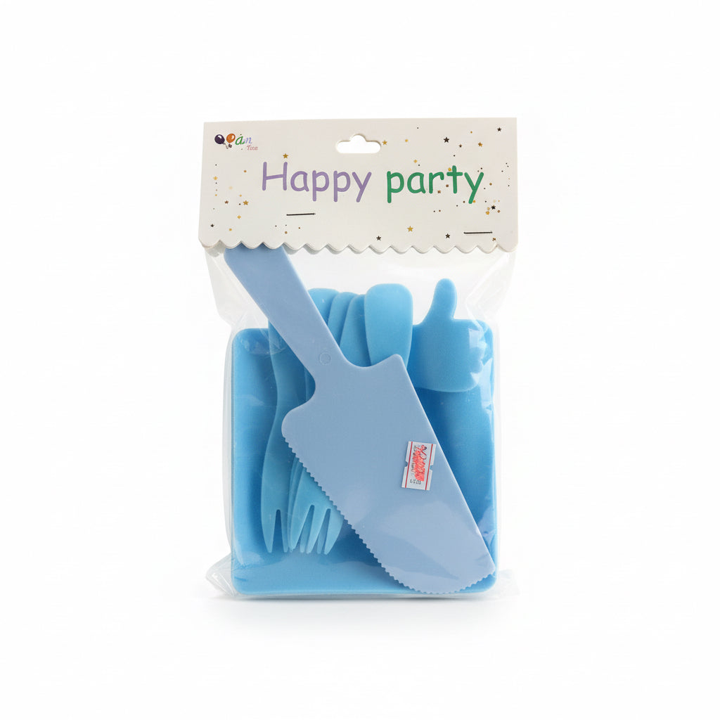 Happy Party Disposable Cake Cutlery Set / مجموعة أدوات تقطيع الكيك