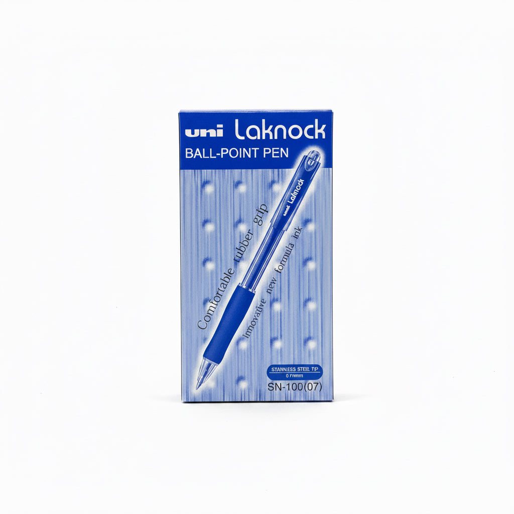 uni Laknock BALL-POINT PEN 0.7mm Blue x12 / يوني لاكنوك قلم جاف 0.7مم أزرق ×12