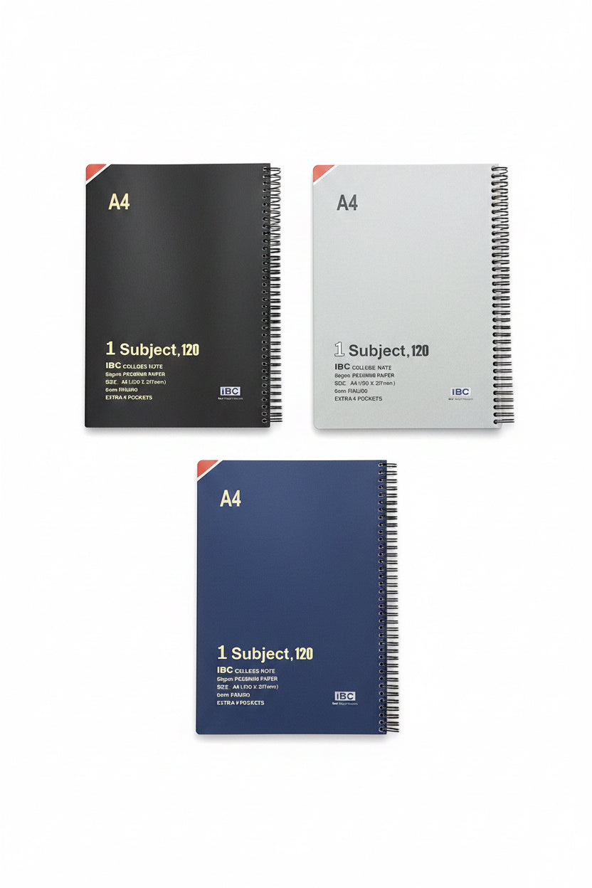 IBC 1 Subject A4 Notebook 120 Sheets Extra 4 Pockets / دفتر ملاحظات مادة واحدة من IBC A4 – 120 ورقة مع 4 جيوب إضافية
