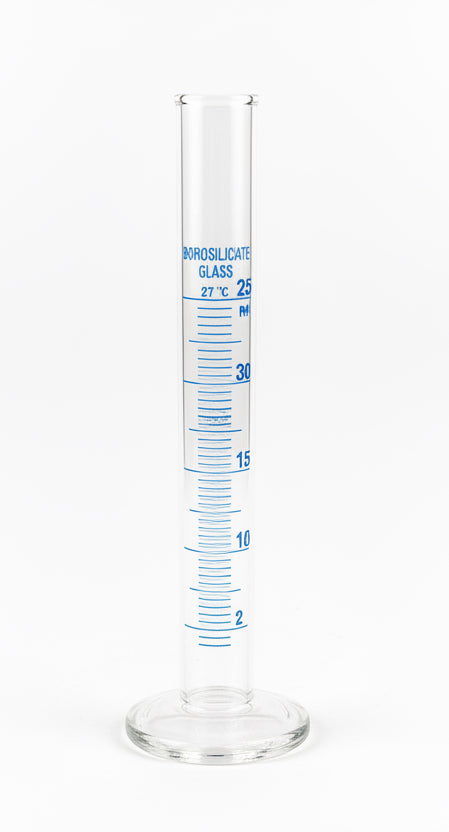 Graduated cylinder Borosilicate Glass round base 25 ml / مخبار مدرّج زجاج بوروسيليكات قاعدة مستديرة 25 مل