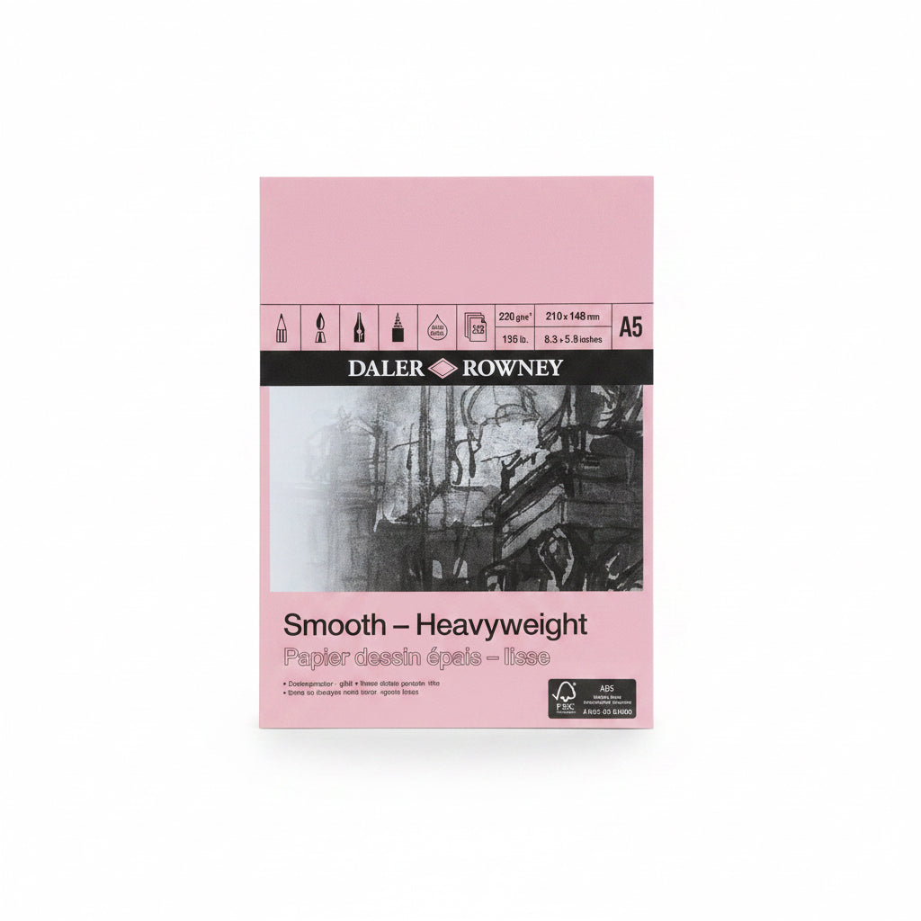 Daler Rowney Smooth Heavyweight A5, 25 Sheets / ورق رسم دالر روني ناعم وثقيل – مقاس A5، عدد 25 ورقة
