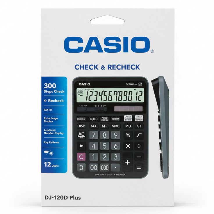 CASIO Electronic Calculator DJ-120D Plus CHECK & RECHECK / آلة حاسبة إلكترونية كاسيو DJ-120D بلس (فحص وإعادة فحص)