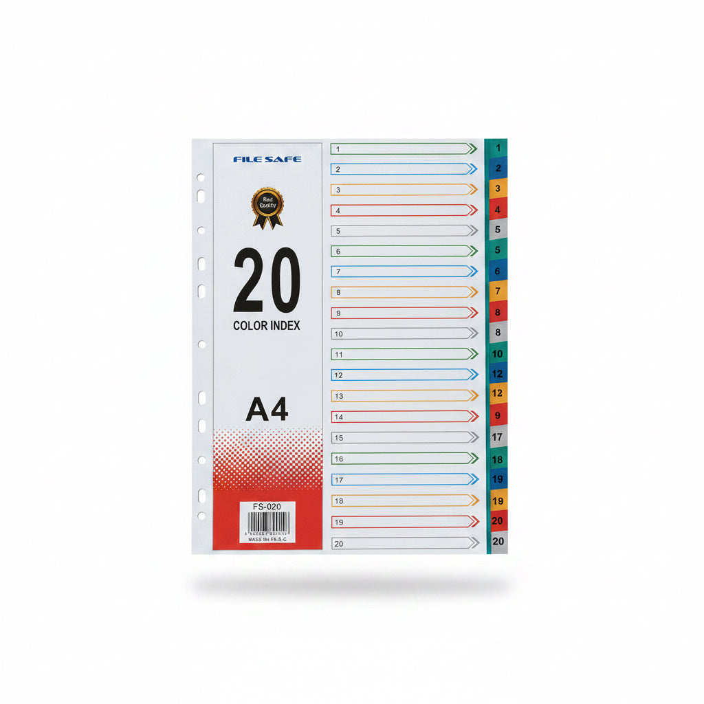 Excel A4 Color 20 Index / إكسل A4 ملون – فهرس من 20 فاصل