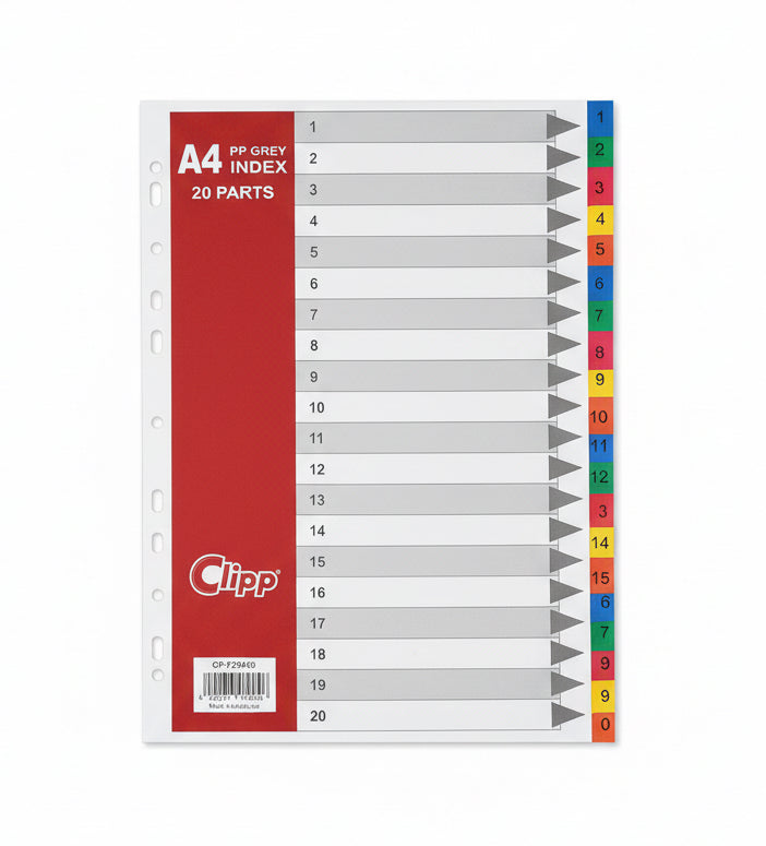 Clipp A4 PP Index / فهرس كليب A4 بولي بروبلين رمادي