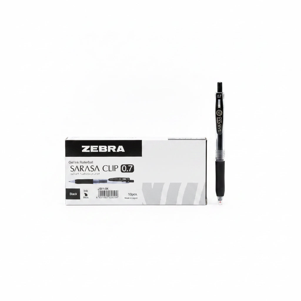 Zebra Gel Ink Rollerball SARASA CLIP 0.7 Black 10 pcs / زيبرا قلم حبر جل كروي سراسا كليب 0.7 أسود 10 قطع