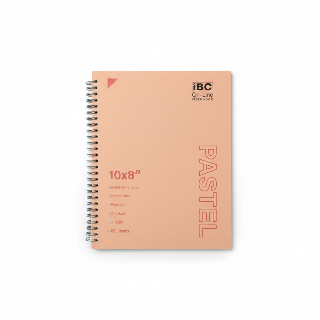 IBC Pastel 10x8" NoteBook – Peach 100 Sheets / دفتر IBC باستيل ‎10×8‎ بوصة – خوخي 100 ورقة