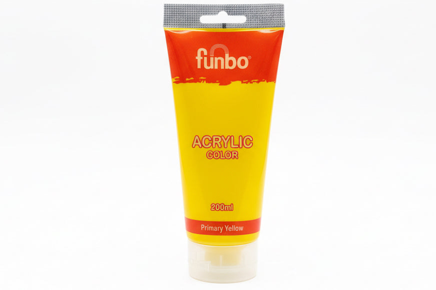 Funbo Acrylic Color Paint 200 ml - Primary Yellow / دهان أكريليك فنبو 200 مل