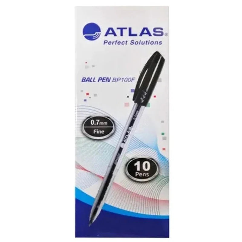 Atlas Ball Pens BP100F x10 BLACK / أطلس أقلام حبر BP100F ×10