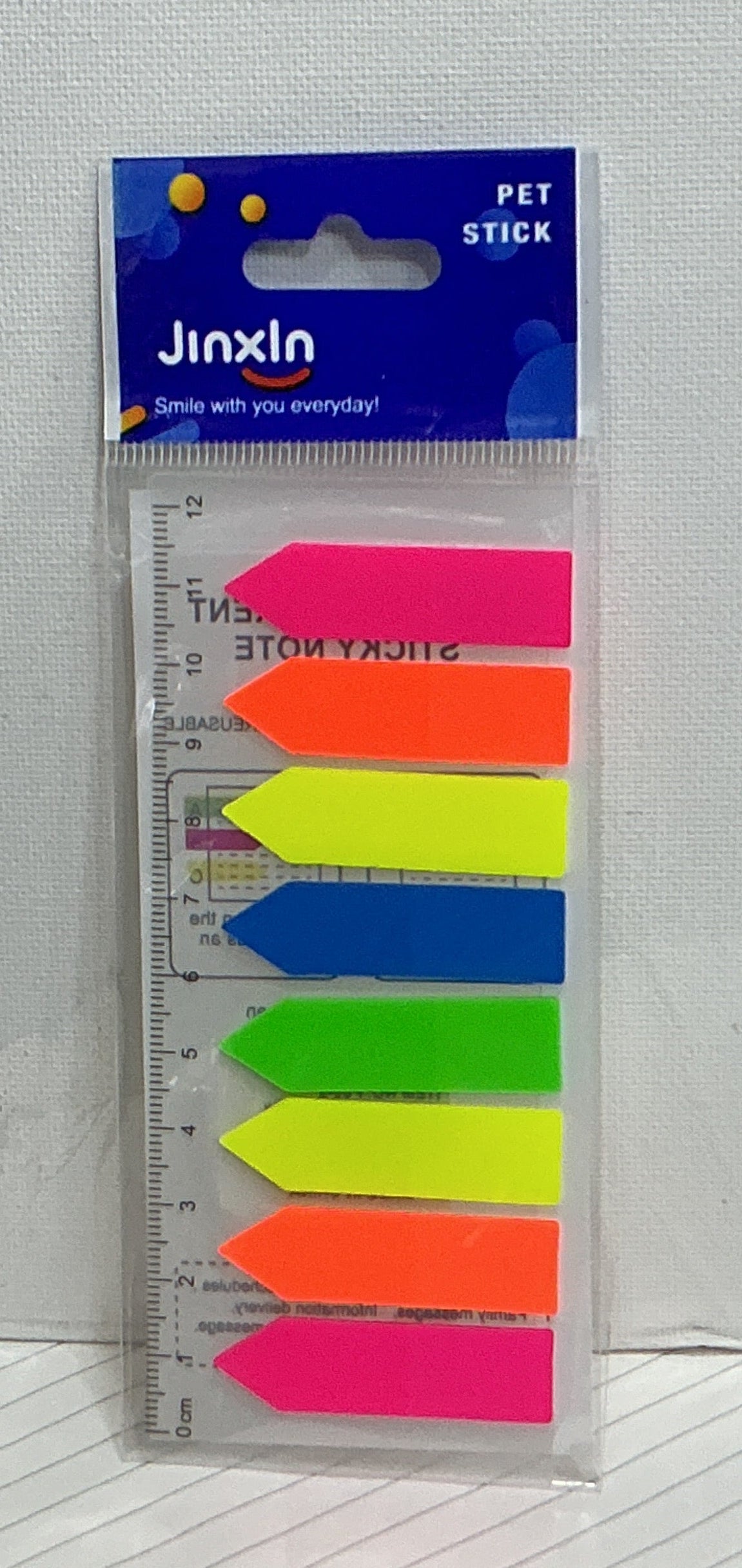 JinXin PET Stick Arrow Page Markers – 8 Neon Colors / علامات صفحات سهمية جينشين PET – 8 ألوان نيون