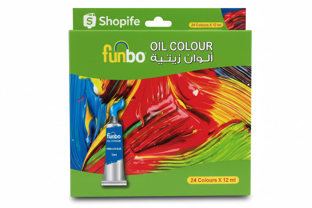 Funbo Oil Colour 24 Colours x 12ml / ألوان زيت فنبو – 24 لون × 12 مل