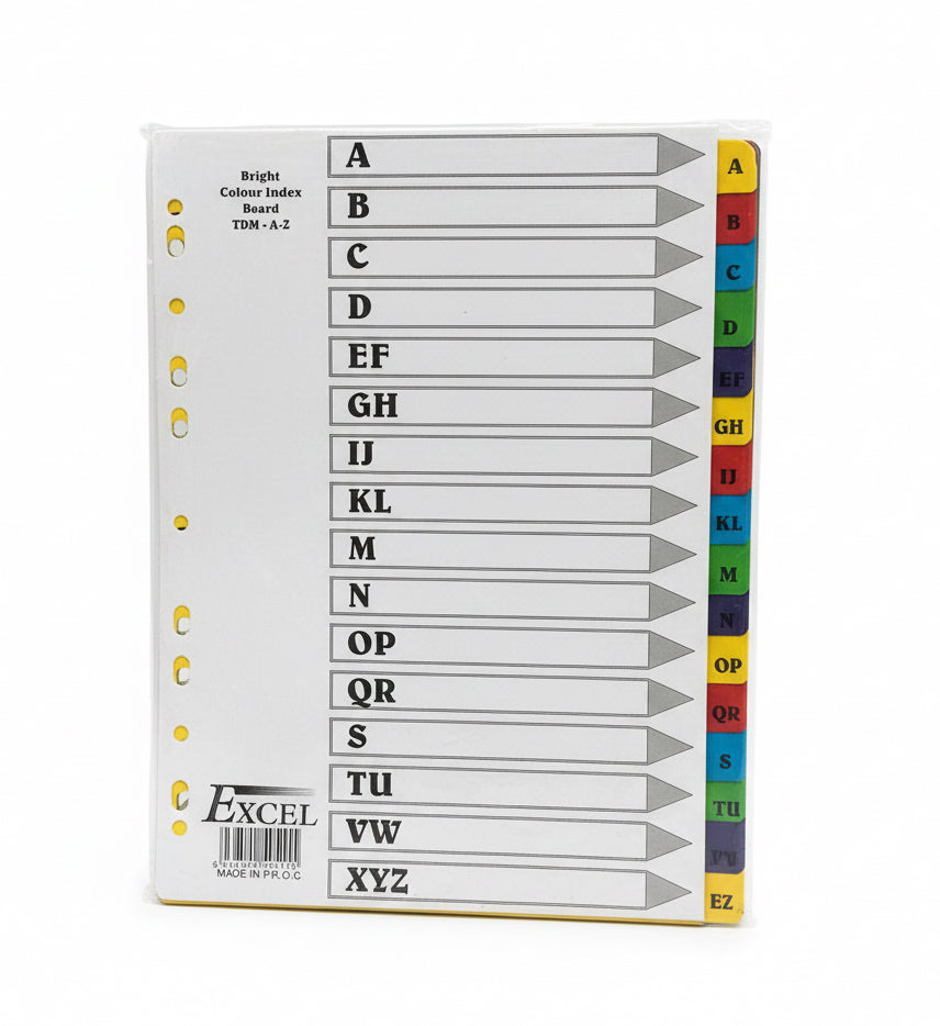 Bright colour Index Board TDM A-Z / فواصل فهرسة ملونة زاهية TDM A-Z
