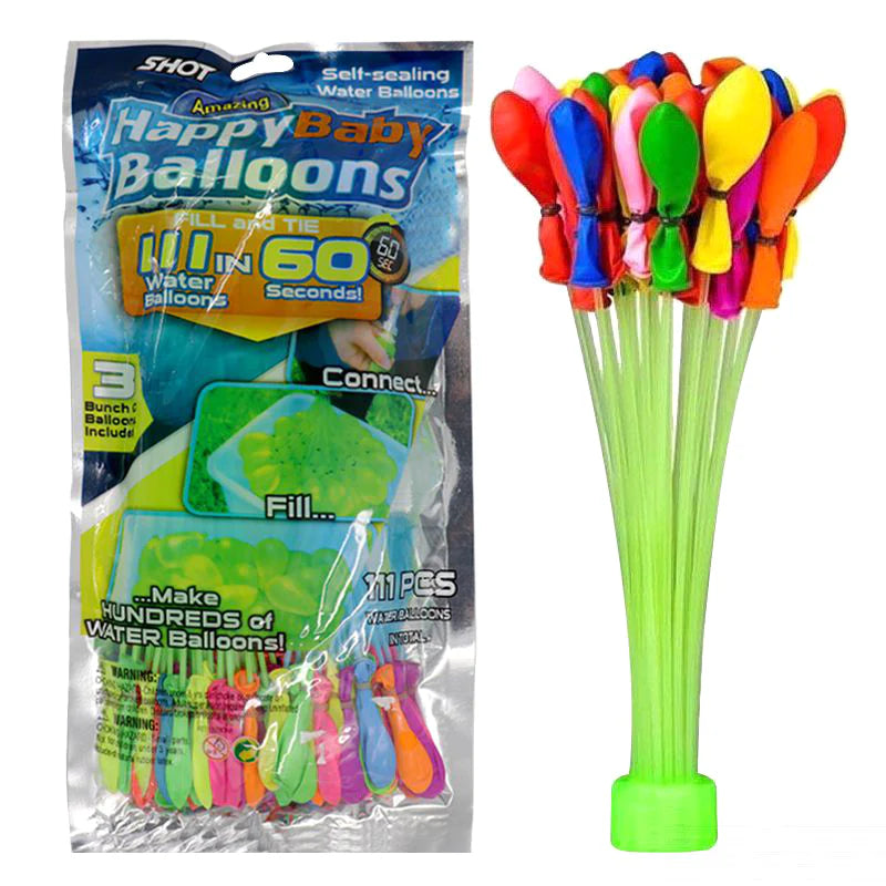 Happy ballons 111 water balloons in 60 seconds / بالونات سعيدة، ١١١ بالون ماء في ٦٠ ثانية