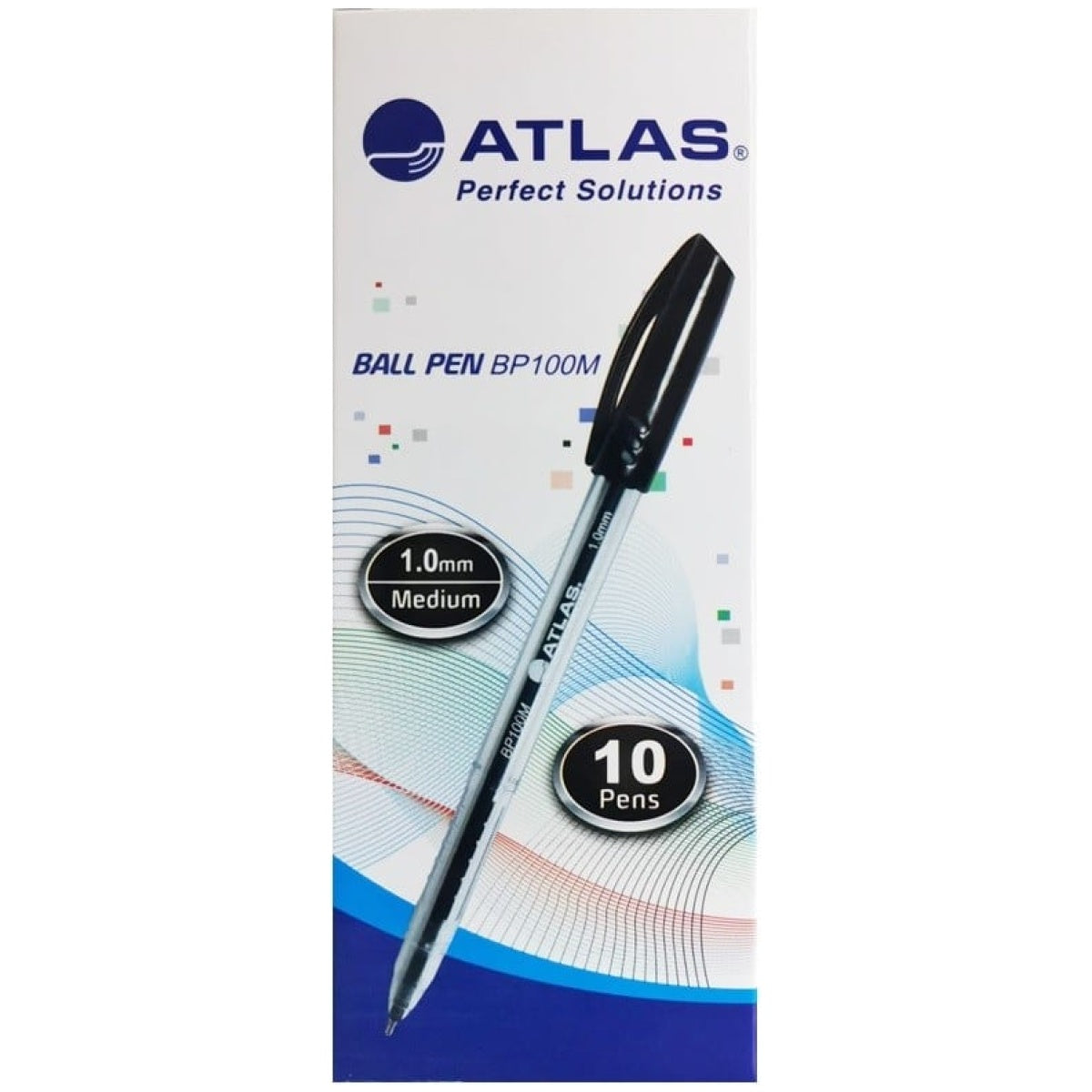 Atlas Ball Pens BP100M x10 BLACK / أطلس أقلام حبر BP100M ×10