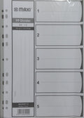 MAXI PP Divider A4-1-5 / فاصل أوراق A4 من 1 إلى 5، من مادة البلاستيك القوي (ماكسي)