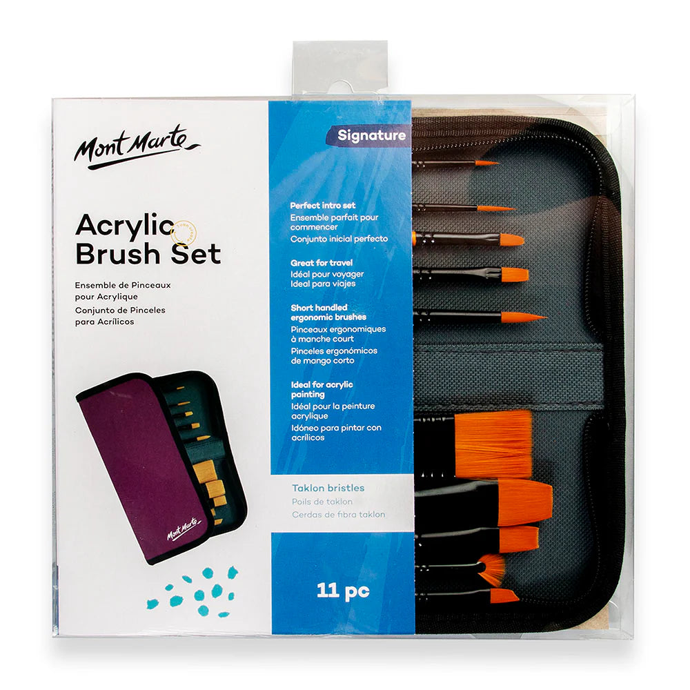 Mont marte Acrylic Brushes Set 11 pcs / طقم فرش أكريليك مونت مارت