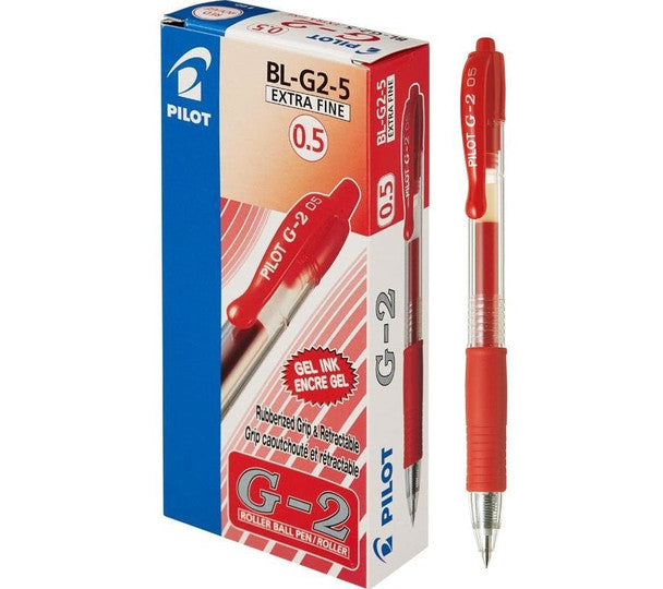 Pilot G-2 BL-G2-5 EXTRA FINE 0.5 Red / بايلوت G-2 BL-G2-5 فائق الدقة 0.5 أحمر