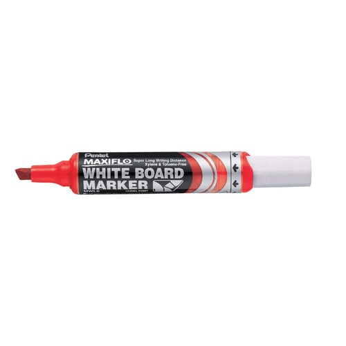 Pentel MAXIFLO Whiteboard Marker Chisel Point Red / بنتل ماكسيفلو، ماركر سبورة بيضاء، رأس مائل (مشطوف)، أحمر