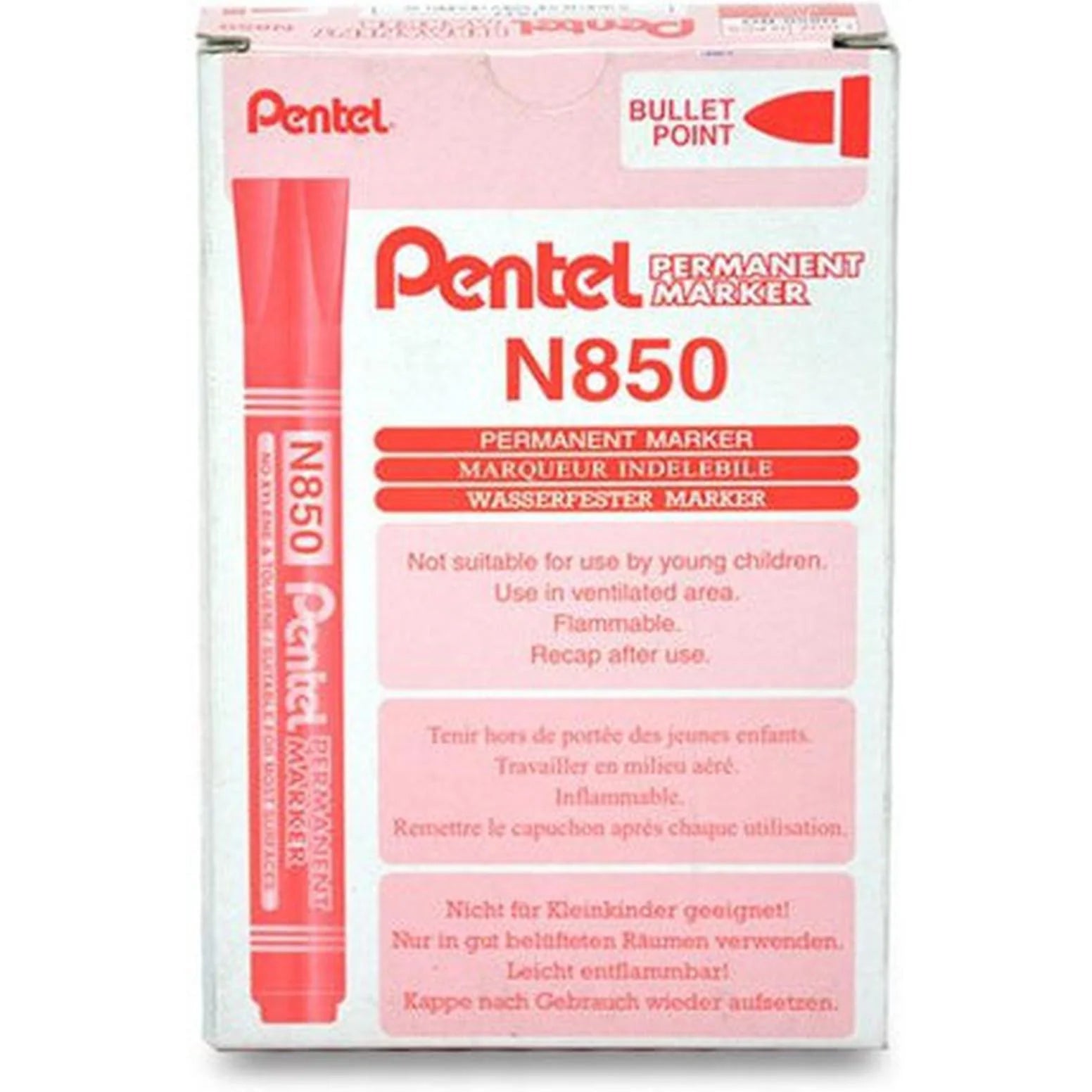 Pentel Permanent Marker N850 Red 12 pcs