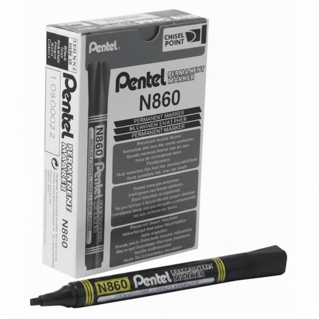 Pentel N860 Permanent Marker Black x12 / بنتل N860 ماركر دائم أسود × 12