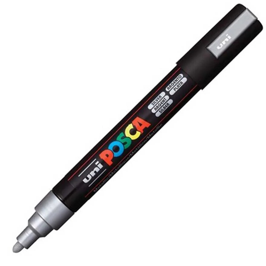 uni POSCA 1.8-2.5 mm, Metallic Silver Marker / قلم أوني بوسكا 1.8–2.5 مم، معدني، فضي