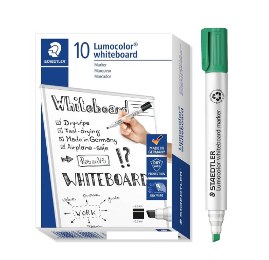 STAEDTLER Lumocolor whiteboard Marker Green x10 / ستدلر ماركر لوموكولور سبورة بيضاء أخضر ×10