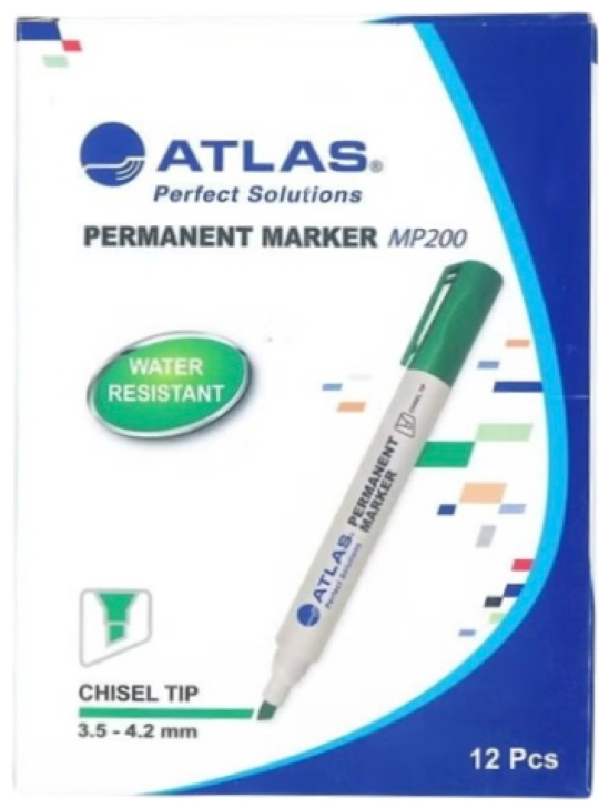 ATLAS Permanent Marker MP200 Green 12 Pcs