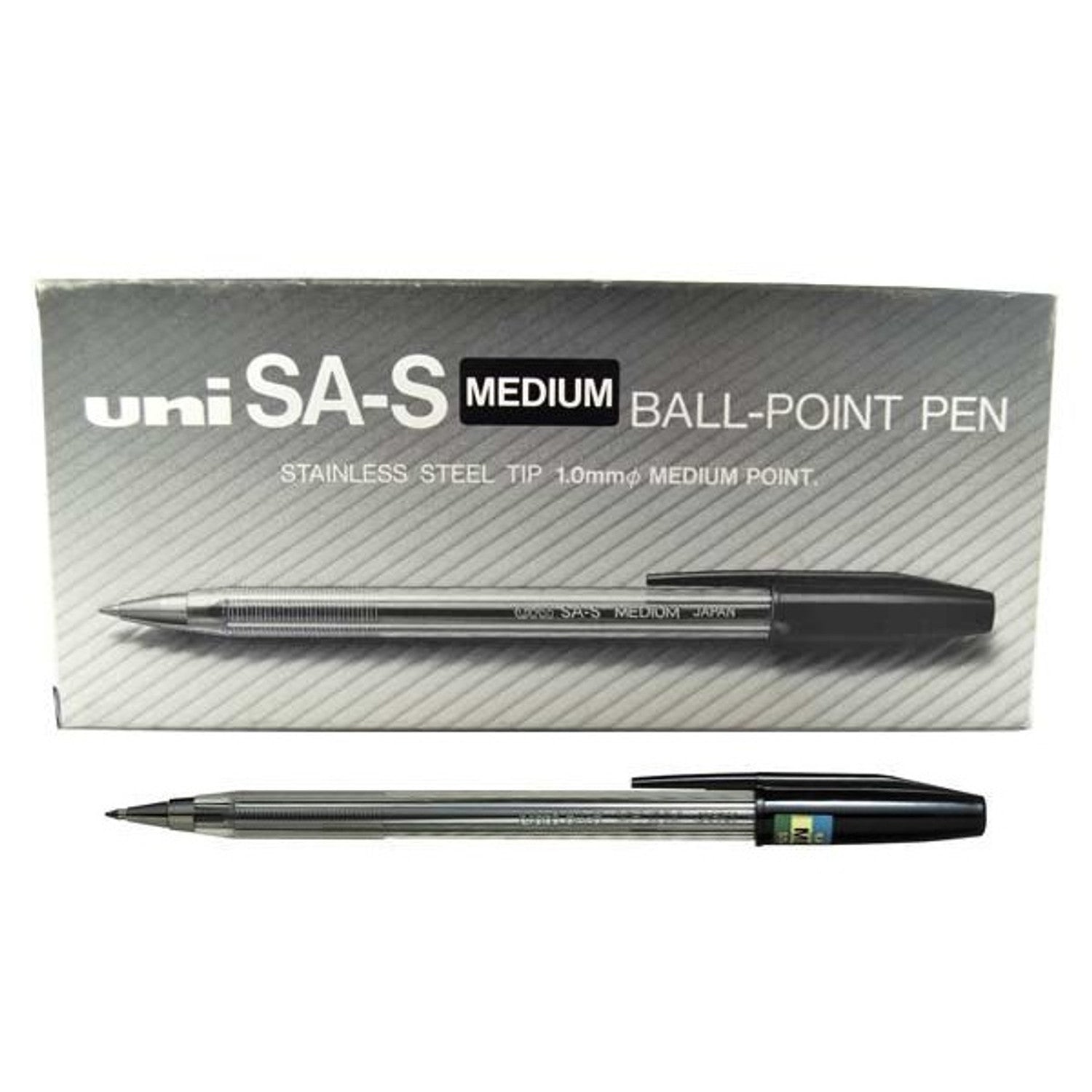 uni SA-S Medium Ball-Point Pen 1.0mm Black x12 / يوني قلم حبر كروي متوسط SA-S 1.0 مم أسود ×12