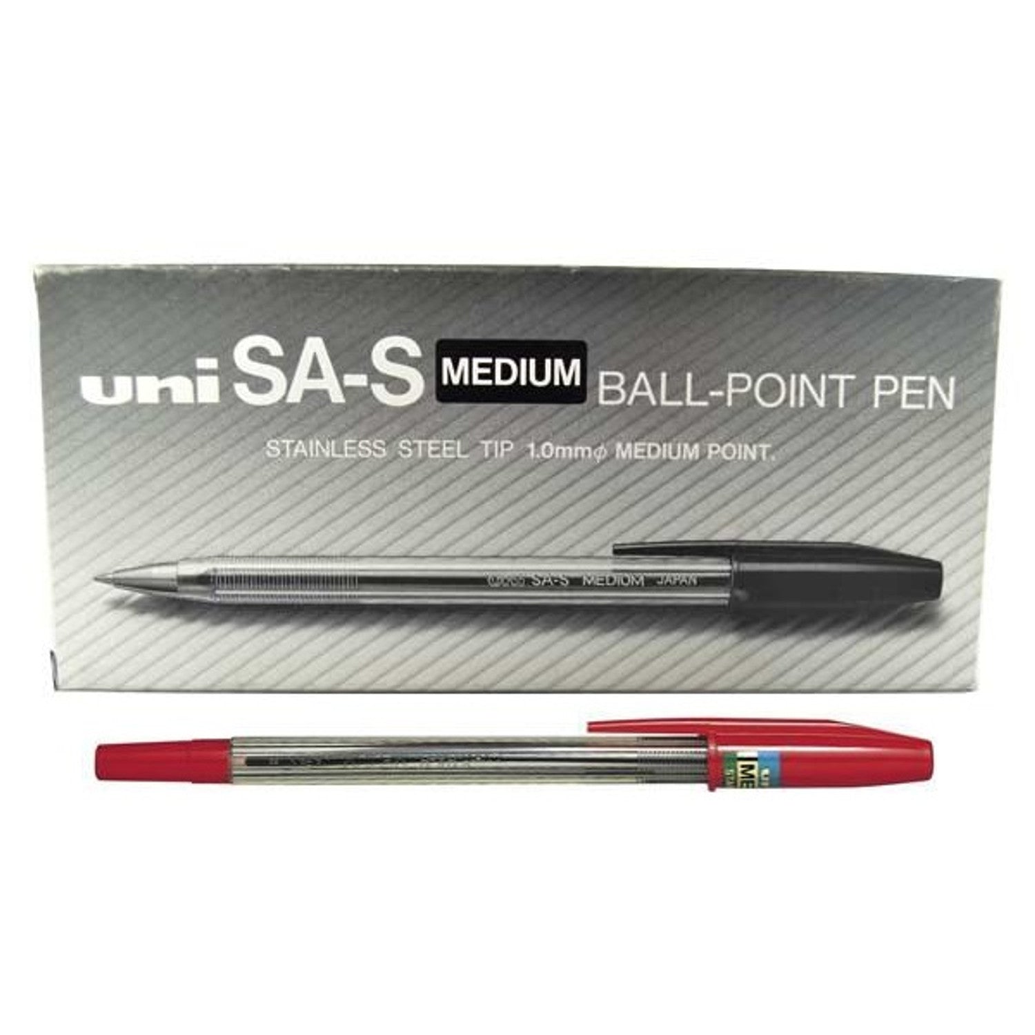 uni SA-S Medium Ball-Point Pen 1.0mm Red x12 / يوني قلم حبر كروي متوسط SA-S 1.0 مم أحمر ×12