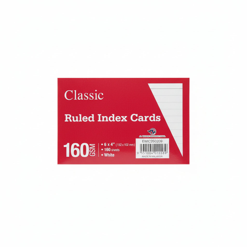 Classic Ruled Index Cards 100 sheets 6"x4" /مجموعة 100 بطاقة فهرسة مخططة (6×4 بوصة)