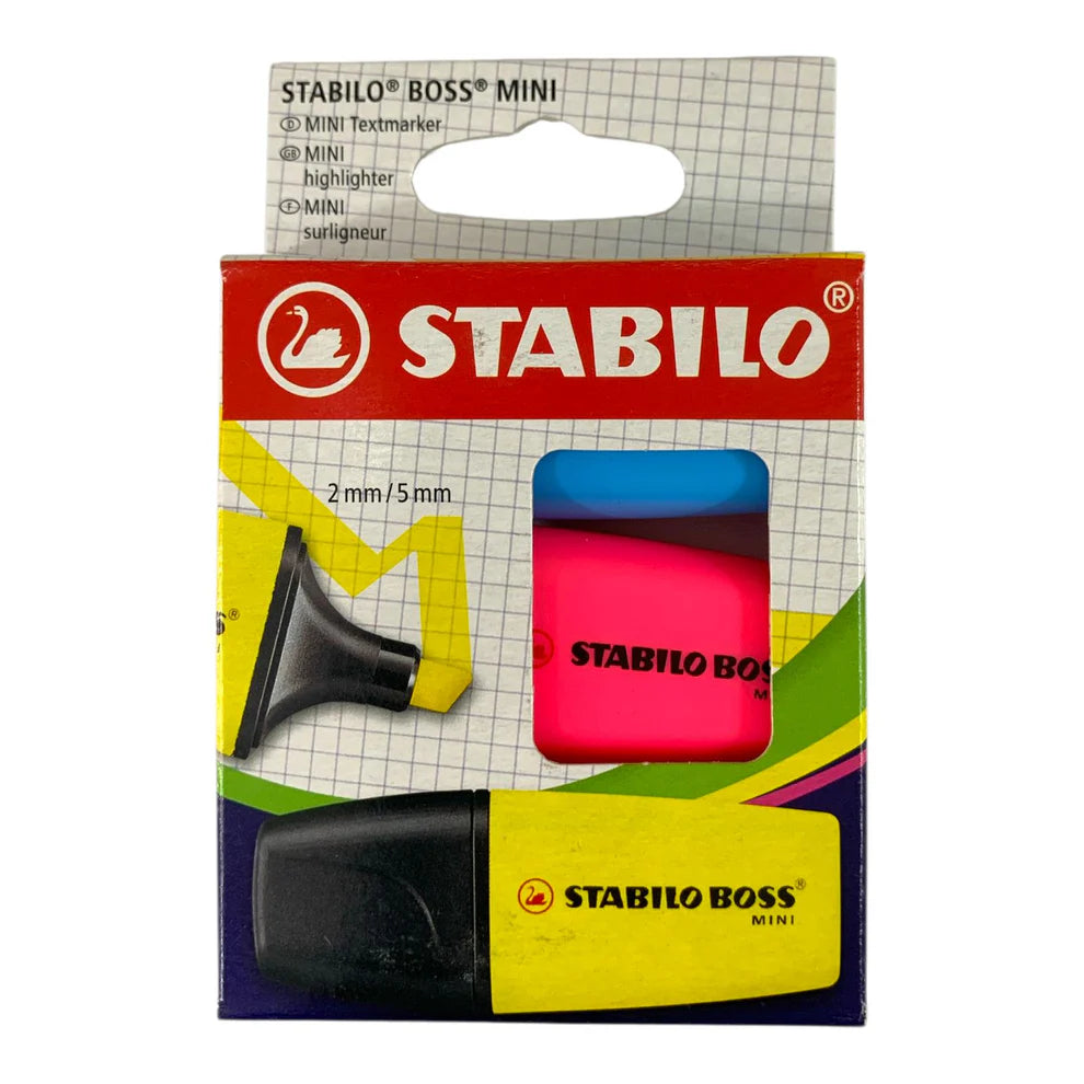 STABILO BOSS MINI highlighter 2mm/5mm, 3 Pcs / أقلام تمييز STABILO BOSS MINI بحجم 2مم / 5مم، عدد 3