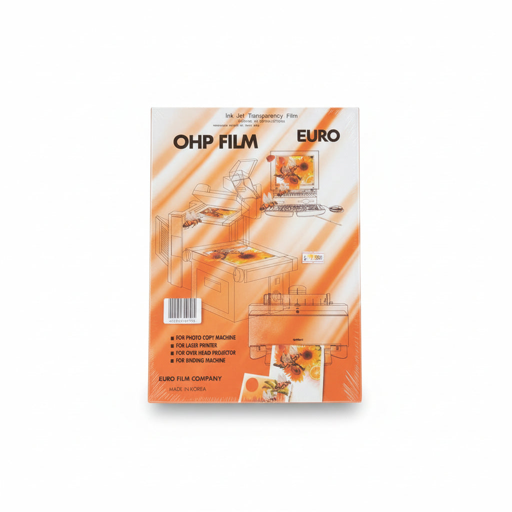 OHP Ink jet transparency film A4 50 Sheets / يورو للطابعات النافثة للحبر، شفافية مقاس A4، عدد 50 ورقة