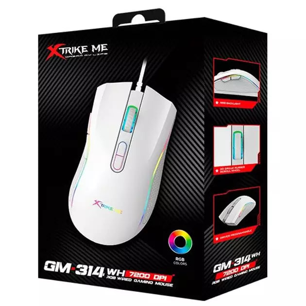 GM-314 WH 7200 DPI RGB WIRED GAMING MOUSE / فأرة ألعاب سلكية RGB بدقة 7200 DPI GM-314 أبيض