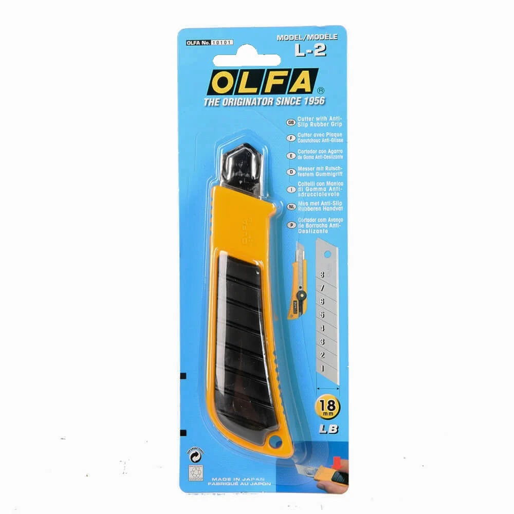 OLFA L-2 Cutter with Anti-slip Rubber grip / قطّاعة OLFA L-2 بمقبض مطاطي مانع للانزلاق