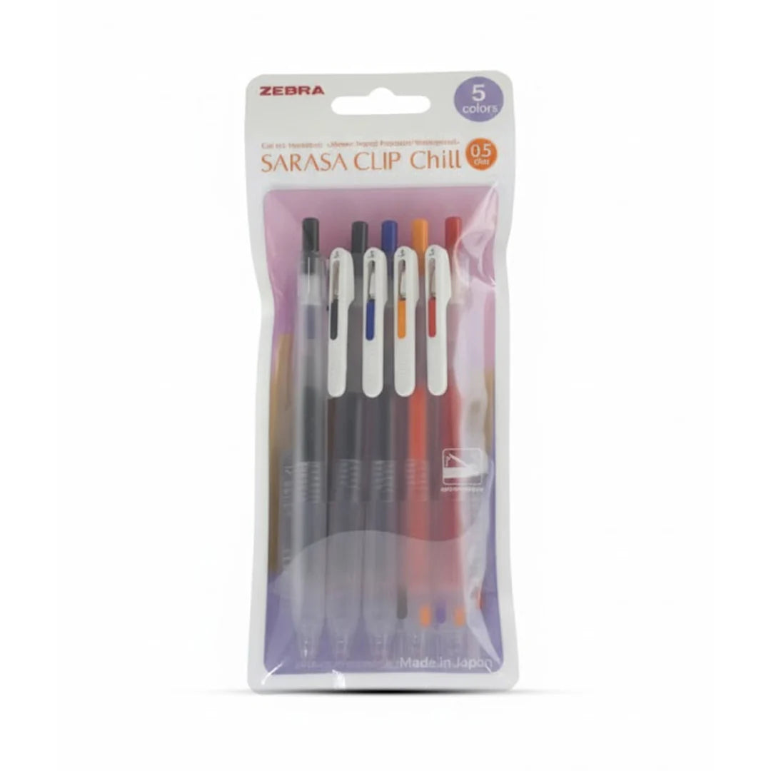 Zebra SARASA CLIP Chill 0.5mm 5 colors / قلم زيبرا ساراسا كليب تشيل 0.5 مم – 5 ألوان