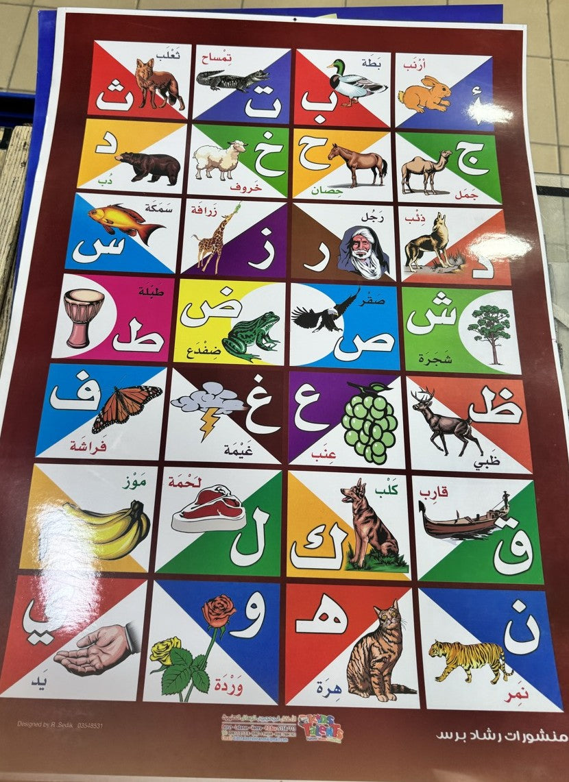 Arabic Alphabet Wall Chart with Pictures / لوحة جدارية للحروف العربية مع الصور