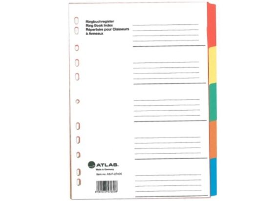 ATLAS Ring Book Index A4 / فاصل صفحات لحلقة كتب أطلس مقاس A4