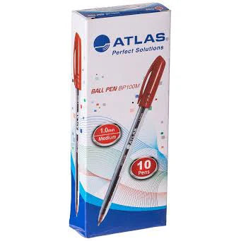 Atlas Ball Pens BP100M x10 RED / أطلس أقلام حبر BP100M ×10