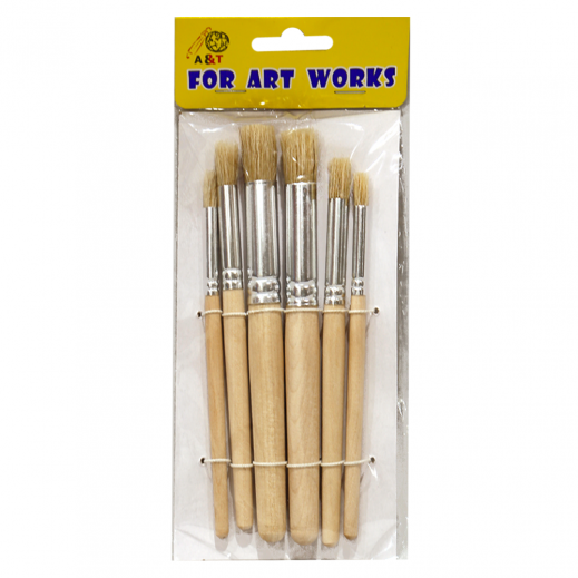 A&T 6pcs Paint Brushes / فرش طلاء A&T – 6 قطع