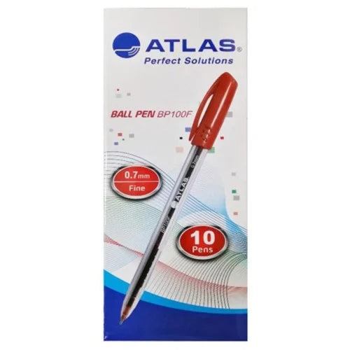 Atlas Ball Pens BP100F x10 RED / أطلس أقلام حبر BP100F ×10