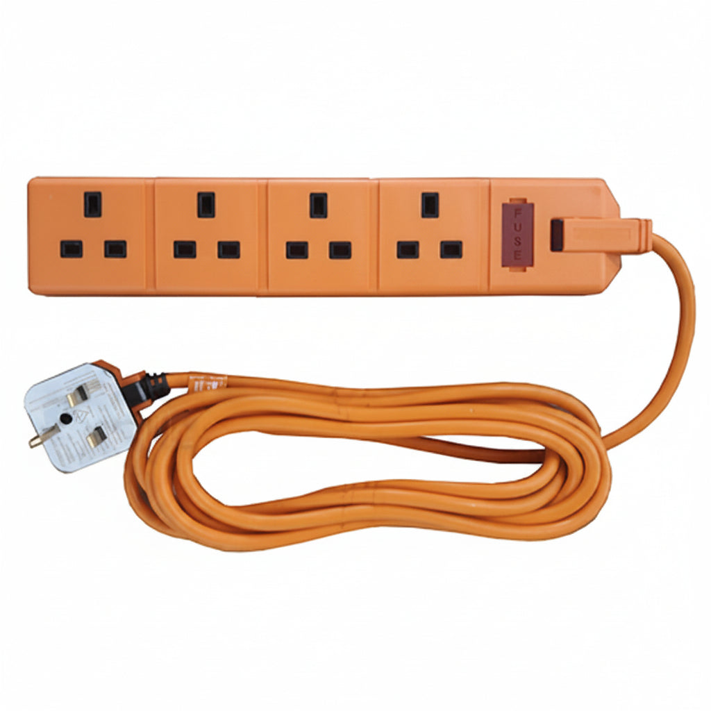 Masterplug heavy duty Extension lead 4 sockets (Orange) / مشترك كهربائي ماستربلغ شديد التحمل بـ 4 مخارج (برتقالي)
