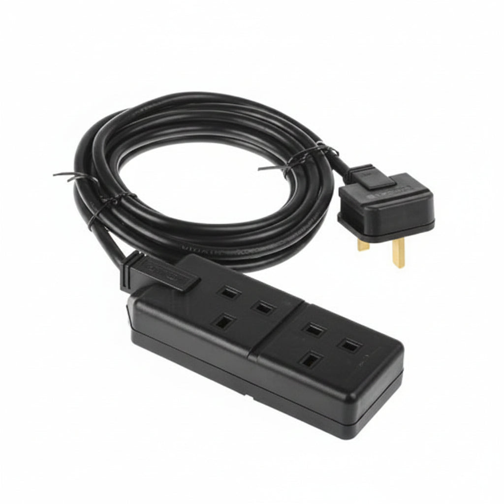 Masterplug heavy duty extension lead 2 sockets (Black) / وصلة كهرباء ماستر بلغ شديدة التحمل بمقبسين (أسود)