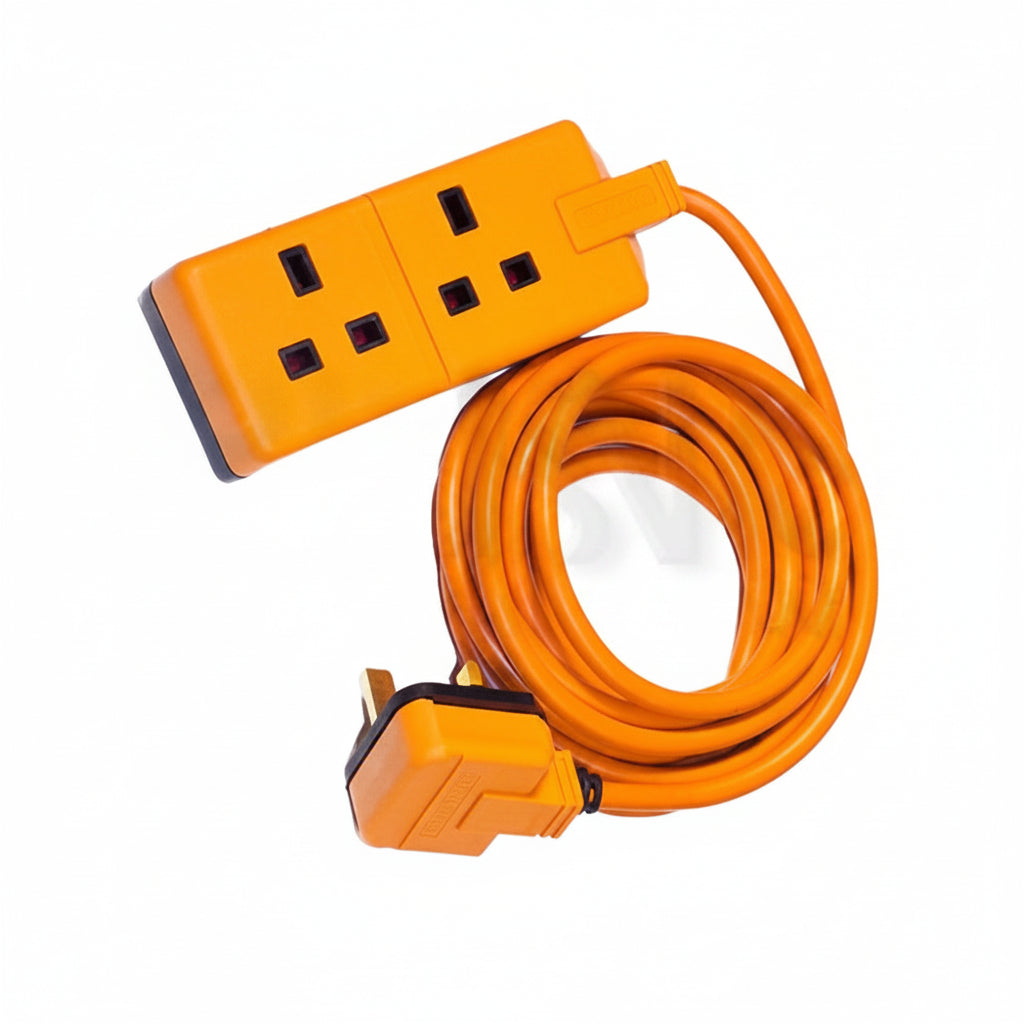 Masterplug heavy duty extension lead 2 sockets (Orange) / وصلة كهرباء ماستر بلغ شديدة التحمل بمقبسين (برتقالي)