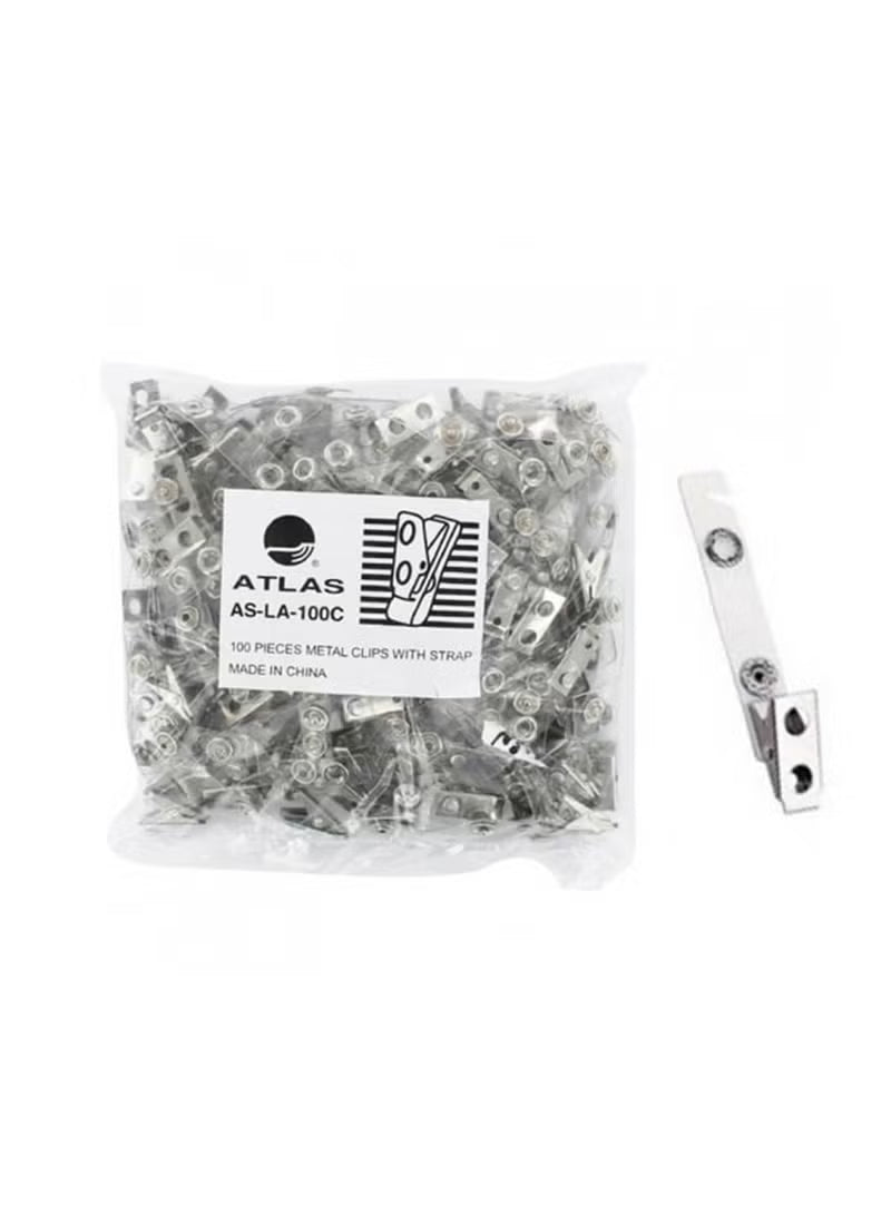 Atlas 100 Pcs Metal Clips with strap / مشابك معدنية مع أربطة أطلس 100 قطعة