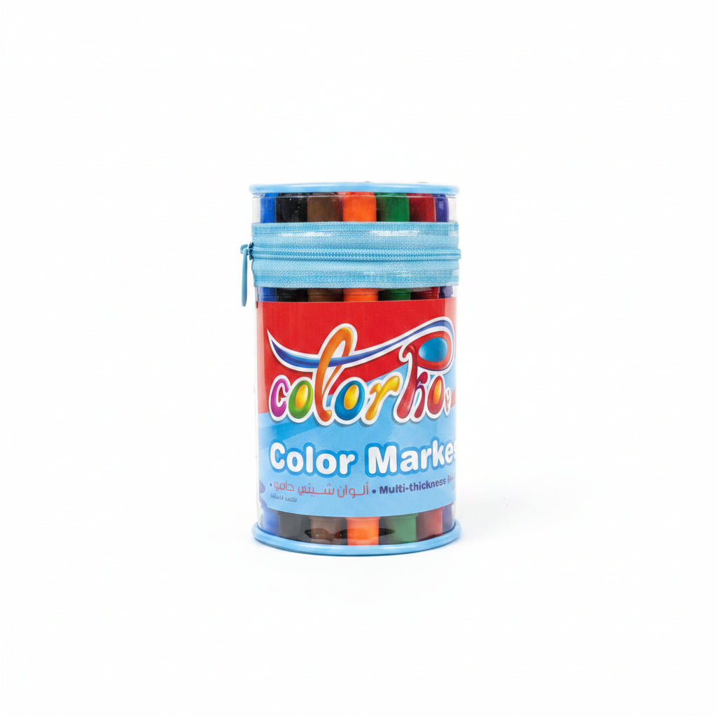 ColorPa 24 Jumbo Color Markers – Zip Case / ألوان كولربا جامبو 24 لونًا – علبة بسحّاب