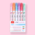 JiMiao LINE SHAPED Curved highlighter 6 pcs / أقلام تمييز منحنية بشكل خط من JiMiao (عدد 6)