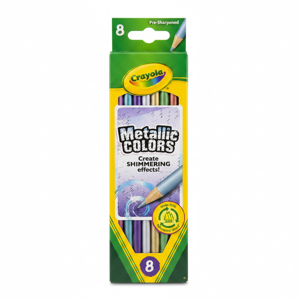 Crayola Metallic Colored Pencils 8 ct / كرايولا 8 أقلام تلوين خشبية معدنية اللمعة