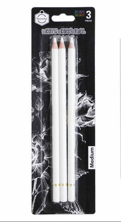 3 WHITE CHARCOAL PENCILS / 3 أقلام فحم أبيض