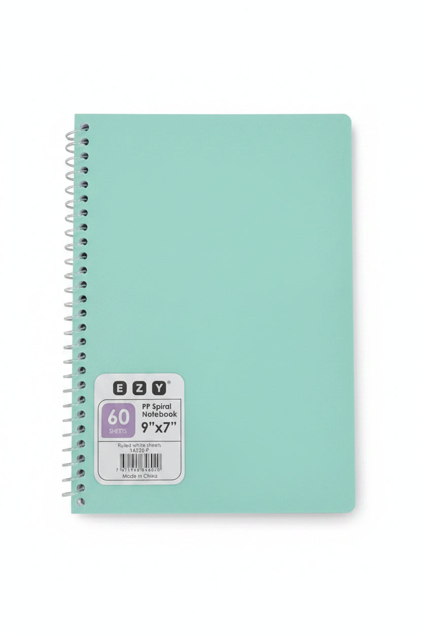 EZY Pastel Spiral Notebook 9"x7" 60 Sheets – Mint / دفتر إيزي باستيل سلك 9×7 – 60 ورقة نعناعي